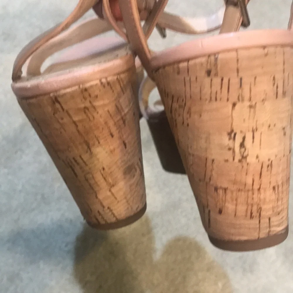 Nine West Pale Pink Ankle Strap Wedge Sandal-Size 10